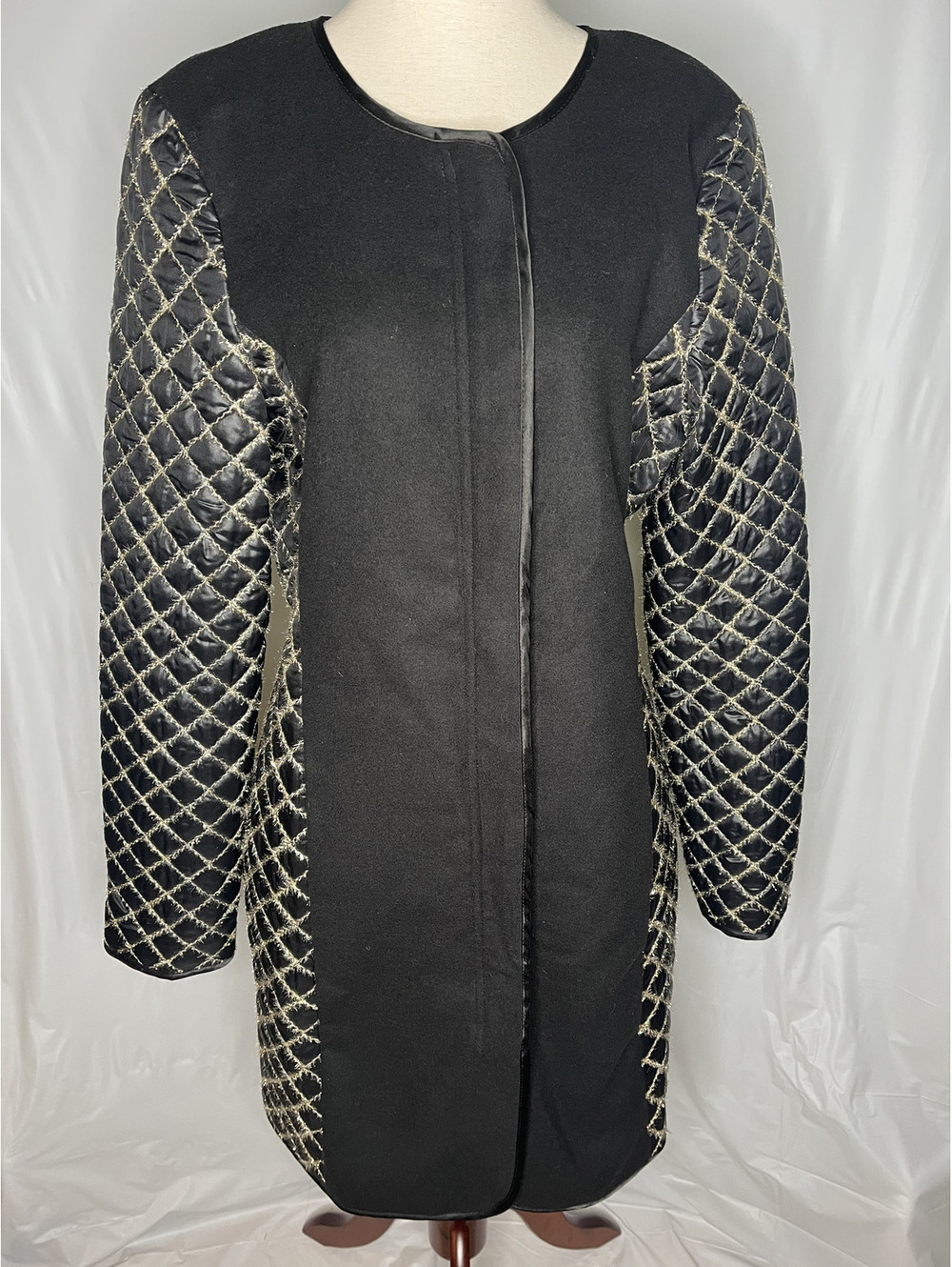 NWOT 2b. Rych Women's Black/Gold/Quilt Pattern Jacket Size 12